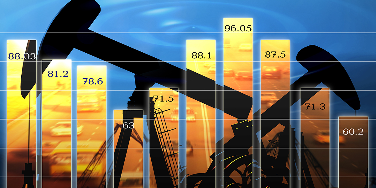 Business diagram shows change of the prices for oil